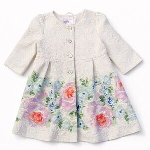 Janie and Jack White Brocade Floral Jacket 9–12M